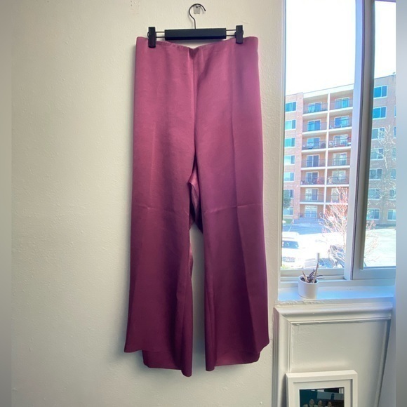 Vince Pants - Vince Womens Magenta Satin Wide Leg Trousers High Rise Dress Pants‎ Size 22 NEW